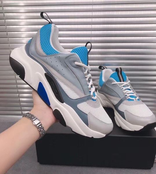 

royal blue b22 mens trainers designers sneakers navy blue bottom calfskin new color men women luxury leather shoes sneaker, Black