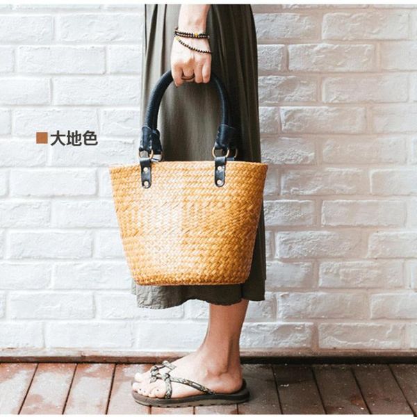 

thai version of the hand-woven women's bag straw bag beach package holiday retro shoulder portable bucket