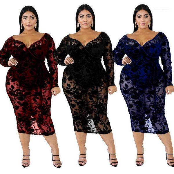 

neck dress lace ladies hollow out dress womens midi dresses autumn womens long sleeve v, Black;gray