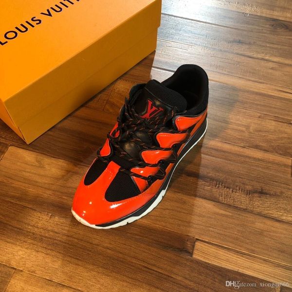 

men's designer shoes cloudbust thunder knit sneakers casual shoes white black leather mesh sneakers lace flat three retroas, Red;white