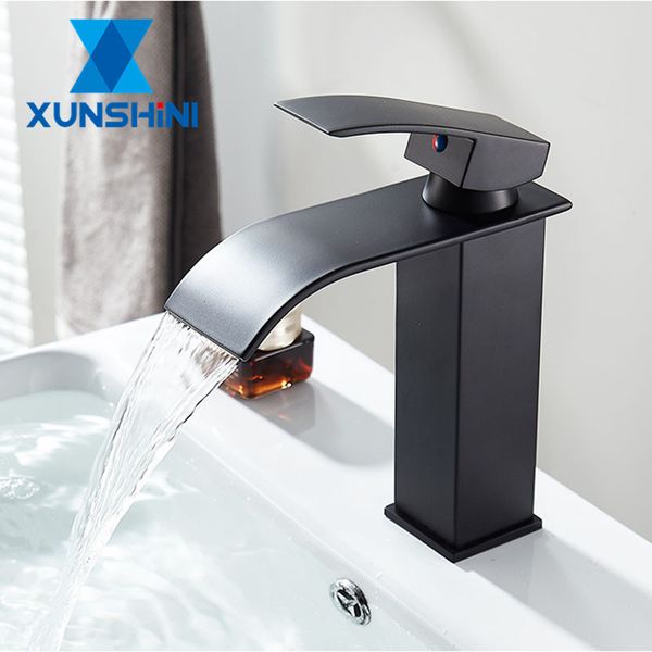 

xunshini waterfall basin faucet brass leed-bathroom faucet single hole cold&water tap lavatory sink deck mount faucets
