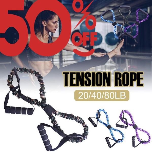 

training pulley band fitness exercise resistance bands latex tubes pedal excerciser body training workout yoga 8 style pull rope