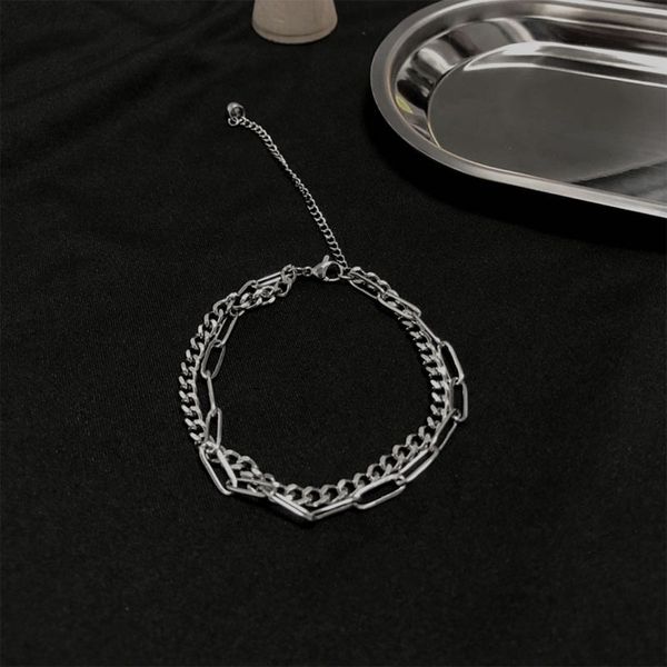 

women bracelet titanium steel bracelets ladies charms bangles layered jewellery couples hip hop trendy silver color pulseras, Black