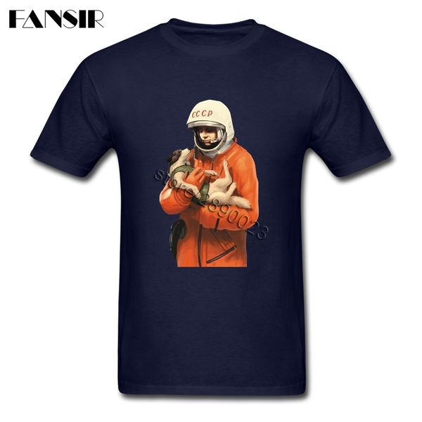 

dog space travel cccp yuri gagarin camiseta normal men t-shirt short sleeve cotton o neck t shirt for teenage