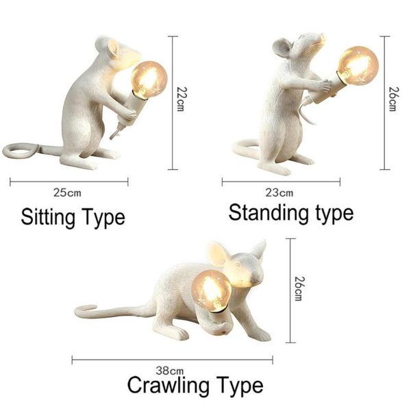 

resin mouse led night light white bedside lamp energy save creative children bedroom decorative ornament table lighting