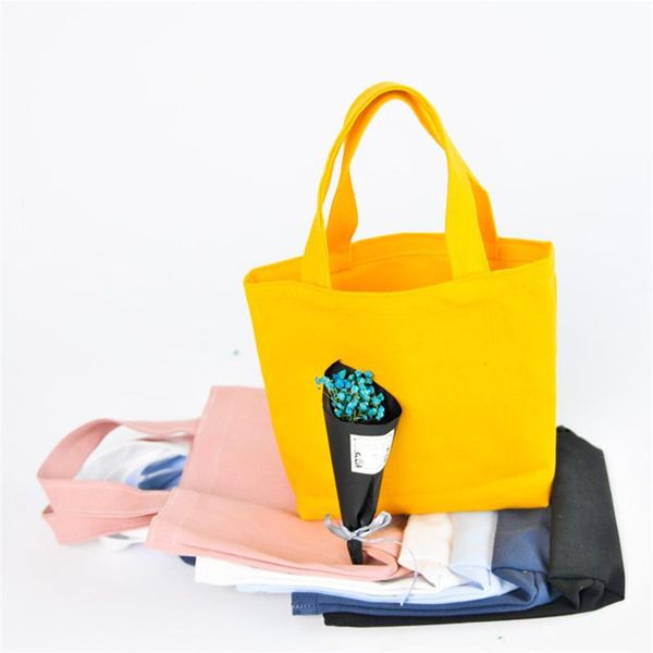 

1pc cotton canvas eco handbag lunch box home organizer dinner bucket 5 colors to choose