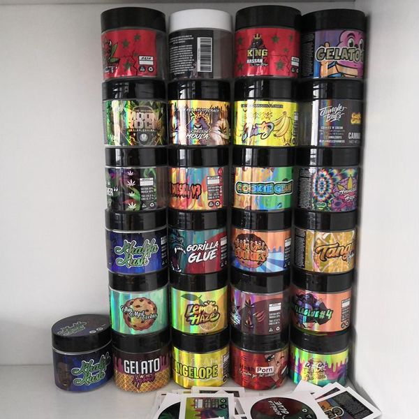 

stickers 3.5 tank thin container mint jar dry jars plastic cookies sticker gram 60ml flower flavor with hologram herb sq2009 fksin
