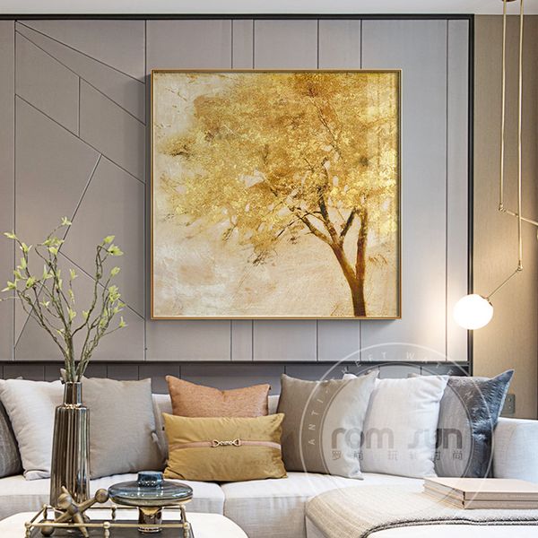 

paintings modern golden forest tree canvas painting abstract retro poster print wall art cuadros for living room aisle unique home decr hd