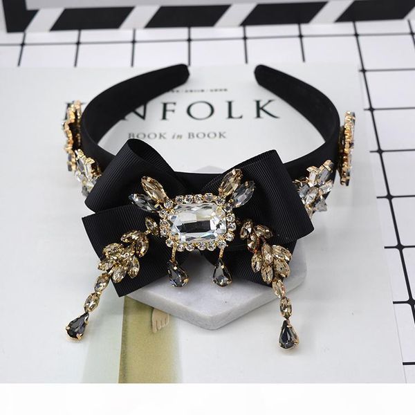 

new fashion jewelry exaggerated sparkly crystal big crown bows flower crystal hairband royal filigree tiara hair band bride hair accessories, Silver