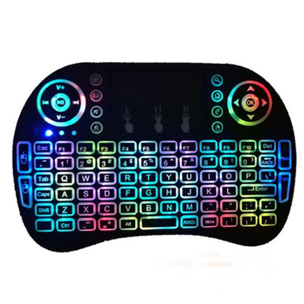 

gaming keyboard i8 мини игровая мышь 2.4g большой тачпад аккумуляторная батарея fly air mouse remote control tv с 7 цветов подсветки