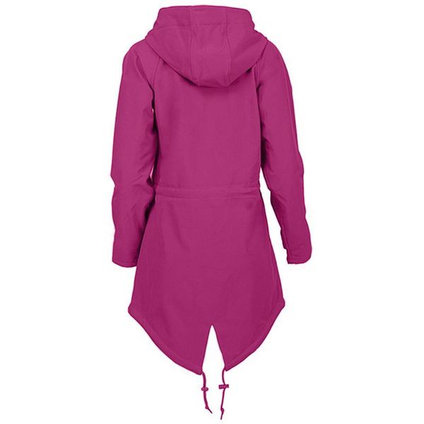

windproof solid color winter polyester long sleeve thickened zipper hooded soft drawstring women hiking jacket casual outdoor, Black;brown