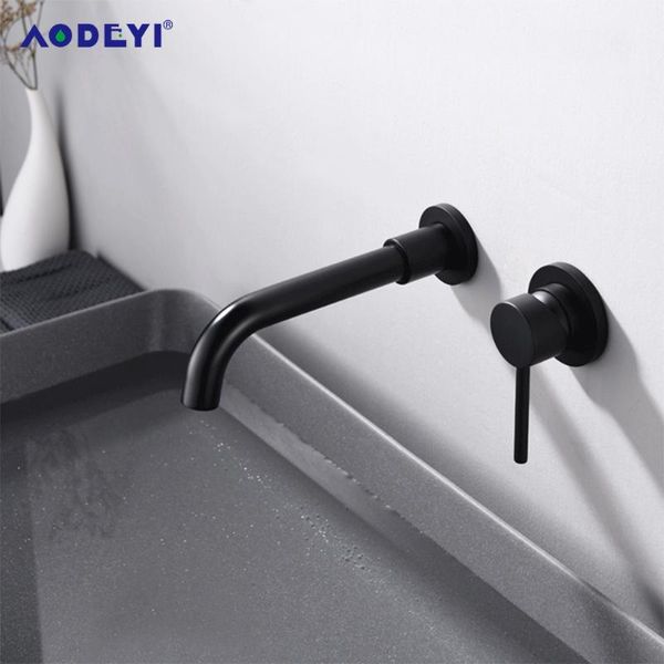 

bathroom sink faucets brass matte black faucet tap cold wash basin water swivel spout wall mounted bath mixer brushed rose gold