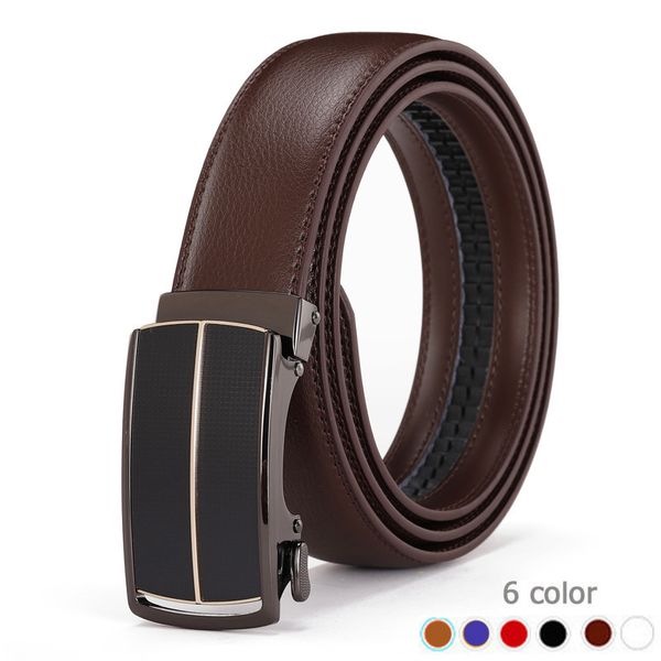 

men business style belt designer genuine leather male belt automatic buckle girdle belts for suit pants, Black;brown