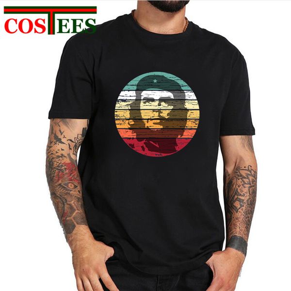

distressed retro sunset che guevara t shirts men vintage style cuban great leader character t-shirt cuba revolution hero clothes