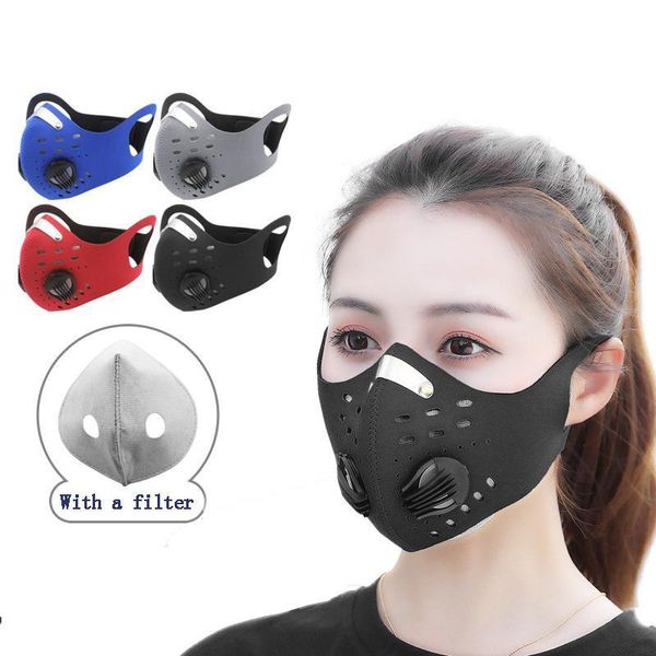 

mask reusable carbon mask dust-proof windproof anti-fog filters masks cycling activated riding valve face breathing with mask ce2007 kbqlz