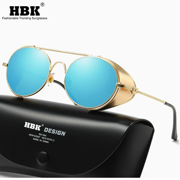 

round steampunk sunglasses men women vintage coating mirrored steam punk gothic sun glasses goggles retro side shield shades, White;black