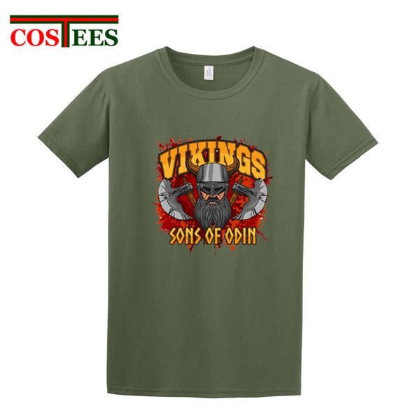 

vikings battle helmet and crossed norse axes blood t shirts men viking sons of odin t-shirt homme vikings tshirt camiseta hombre
