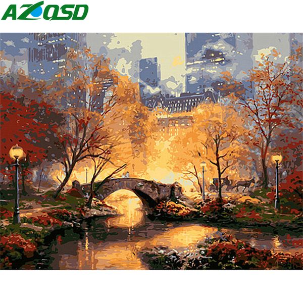 

azqsd diy раскраски by numbers пейзаж unframe уникальный подарок картина маслом чисел мост на drawing canvas украшения дома
