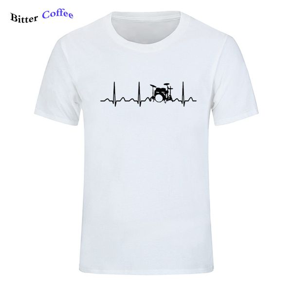 

bitter coffee custom printed t shirts men's short sleeve o-neck drums drummer heartbeat t shirt ing