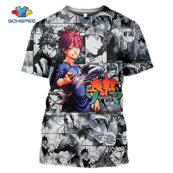 

anime print food wars shokugeki no soma summer casial boys 3d print shirts kawaii comics kawaii men clothing