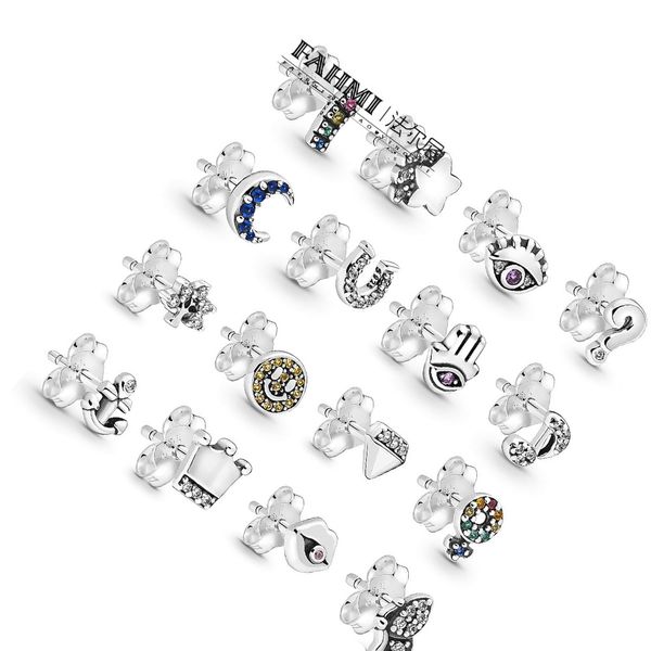 

fahmi 100%925 sterling silver new me series 16 styles complete single with earrings support wholesale, Golden;silver