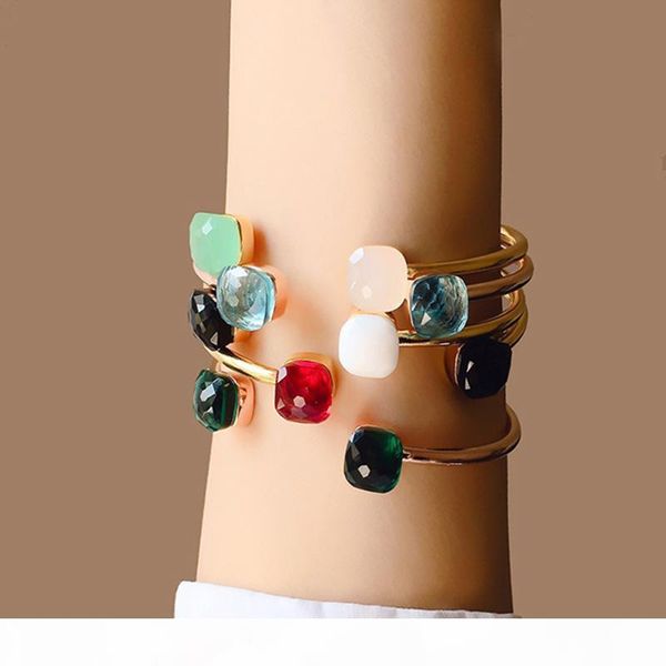 

new cute gem style 29 colors crystal stone cuff design gold bracelet bracelet for women wrist jewelry, Black