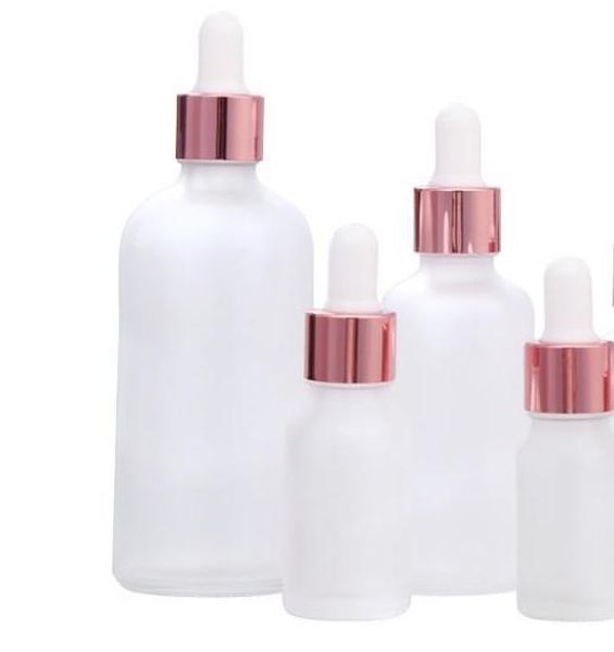 30ml 15ml de vidro Dropper Bottle Essential 10ml de óleo geada branca Dropper garrafas de vidro com Rosa Dropper Cap Droppers Garrafa Essencial