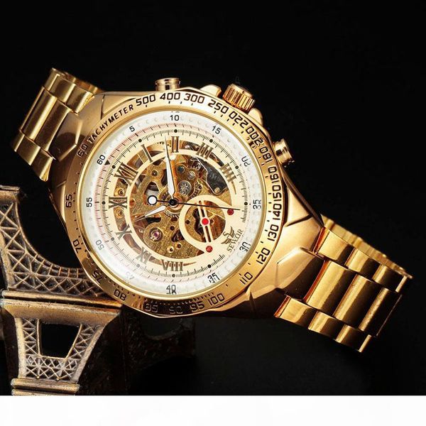 

sewor brand relogio automatico masculino stainless steel strap skeleton watches clock mens fashion mechanical wristwatches s18, Slivery;brown