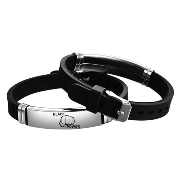 

stainless steel silica gel black lives matter bracelets for women men