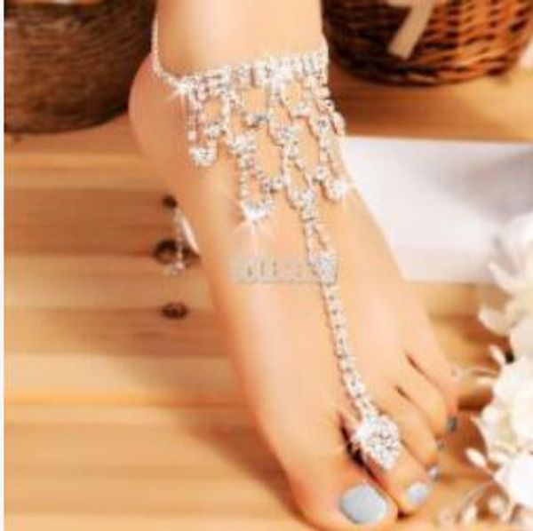 

anklets for women bridal crystal beach anklets bare feet even the toe fashion of shipping, Red;blue