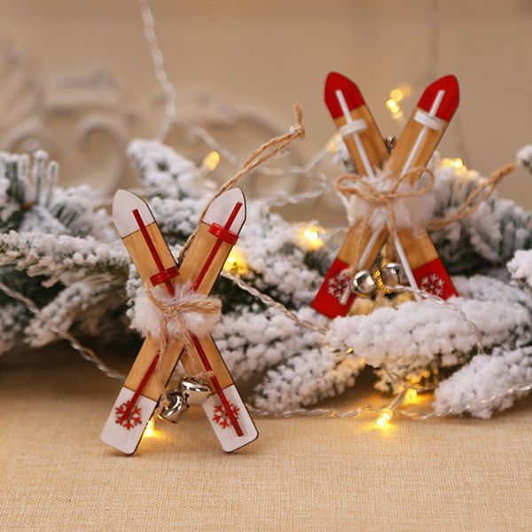 

christmas wooden sleigh decoration christmas xmas rope bells hanging pendant drop home decorative ornament xmas party decoration