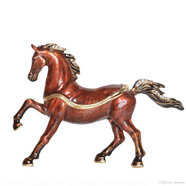 

arabian horse enameled pewter jeweled trinket box horse figurine gifts, Black;white