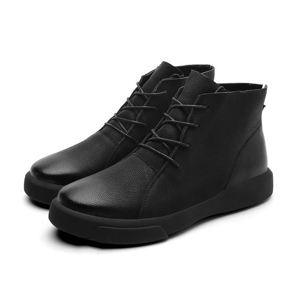 

winter mens shoes casual fashion classic vintage men snow boots fur inside boots men leather and ankle mens shoes hx-018, Black