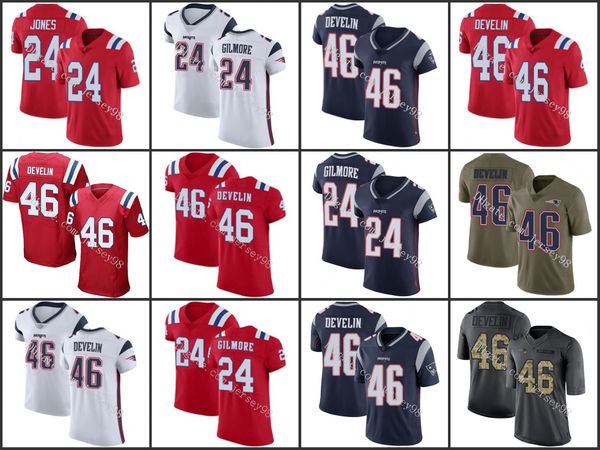 

new england patriots white 46 james develin 24 stephon gilmore white red nfl men women youth jersey, Black;red