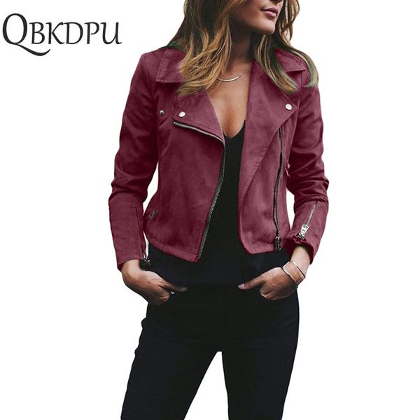 

classic women slim chammy leather jacket coats zip up motor biker flight casual retro punk rock outwear chic chaqueta mujer, Black;brown