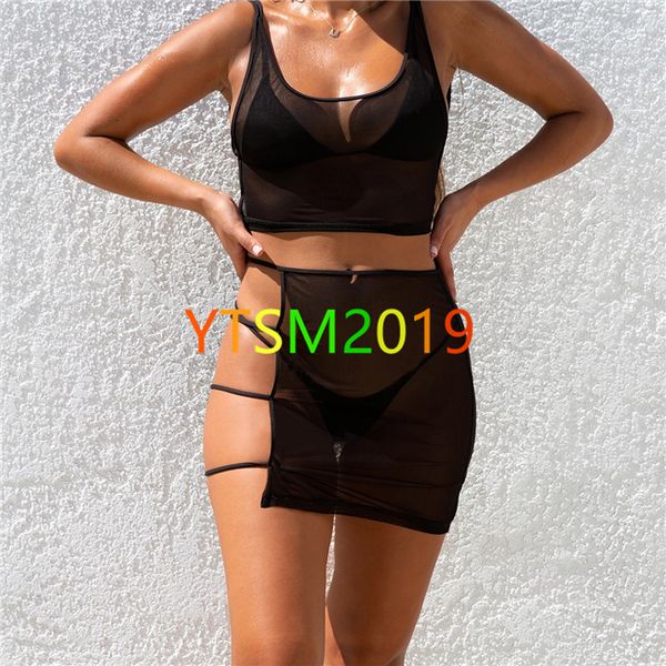 

women's solid color swimwear net yarn swimsuit bikini summer style swimming suit fashion bathing suit, White;black