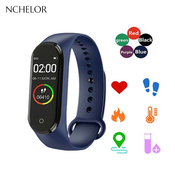 

new m4 sports watch men's digital bracelet fitness waterproof double-breasted design heart rate detection vibration reminder, Slivery;brown