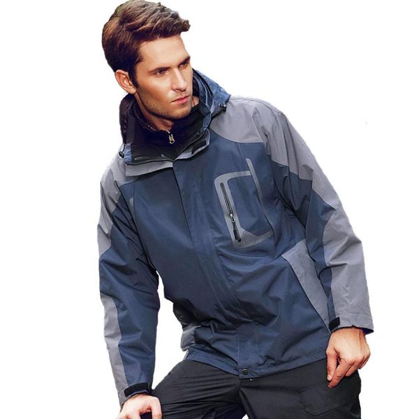

men's outdoor hiking jacket autumn winter fleece shell warm sports coat trekking windbreaker fishing windproof waterproof jacket, Blue;black