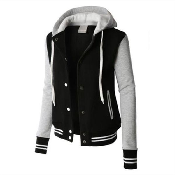 

zogaa spring fashion womens color block hoodies hooded long sleeved outwear sweatshirt hooded jacket drop shipping, Black