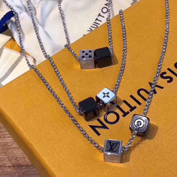 

new dice necklace pendant luxury design necklace titanium steel necklace jewelry supply, Silver