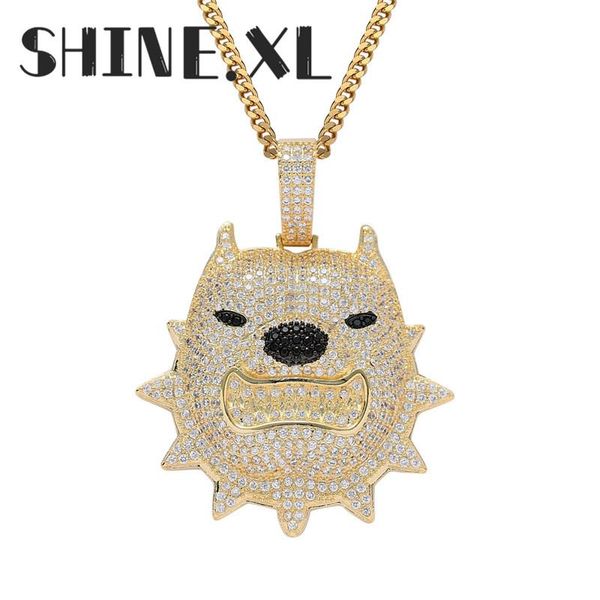

hip hop rock jewelry 18k gold plated dog pendant necklace with tennis chain rope mens gift, Silver