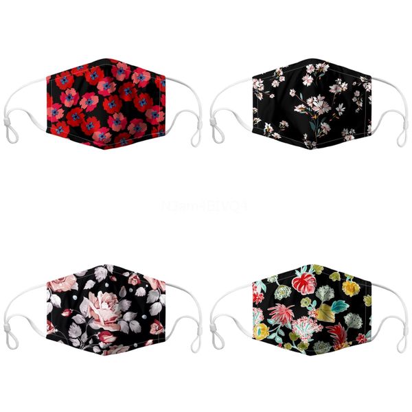 

1 1pcs individual pack designer printed mask black face mouth dustproof washableice silk masks for adult#159