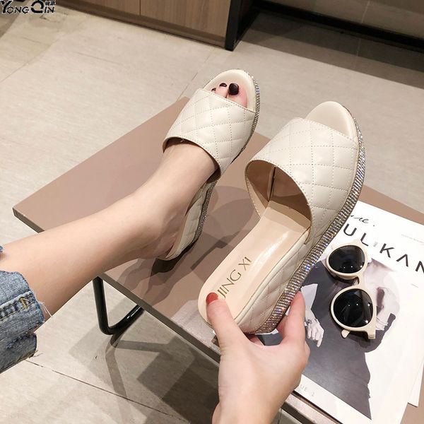 

rhinestones fish mouth platform high heels sandals wedges heels women shoes, Black