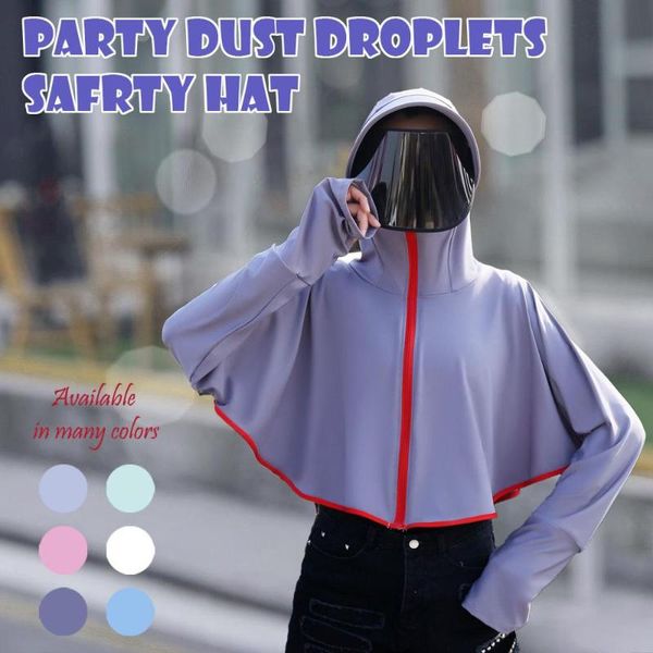 

trend style multi-function summer ladies sun hat detachable hat sun clothing set uv beach sunscreen suit cap w3, Blue;gray