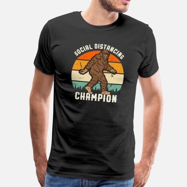 

bigfoot sasquatch social distancing champion t shirt men create short sleeve o neck normal fit comical spring family shirt