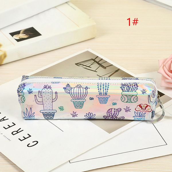 

cartoon stationery large capacity pencil bag cactus pattern holographic