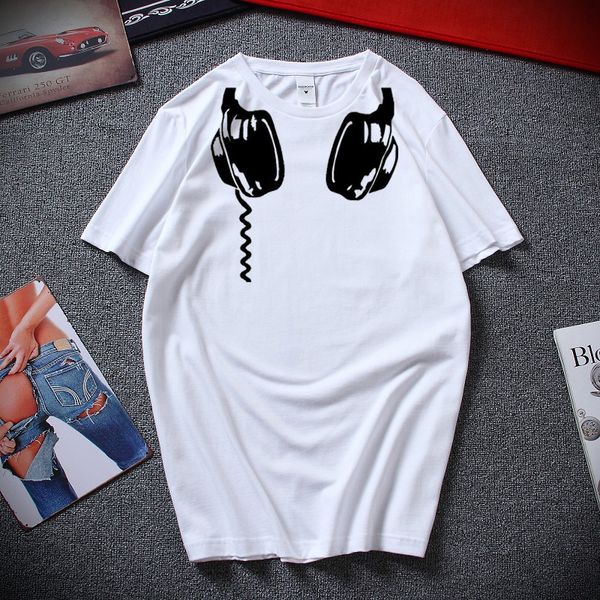 

headphones music hip hop dance funny dj techno rap t shirts premium cotton short sleeves t-shirt camiseta masculina