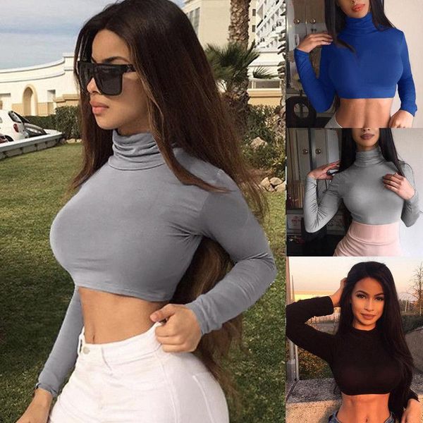 

women long sleeve turtleneck casual slim cotton short winter blouse, White;black