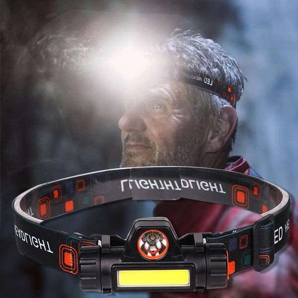 

headlamps xpe+cob outdoor camping with button switch headlamp torch lanterna usb charger