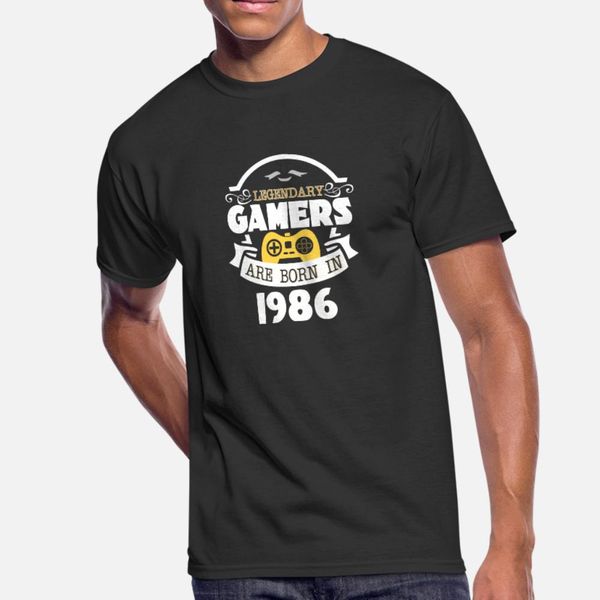 

legendary gamers are born in 1986 t shirt men personalized 100% cotton s-3xl letter loose breathable summer trend shirt, White;black